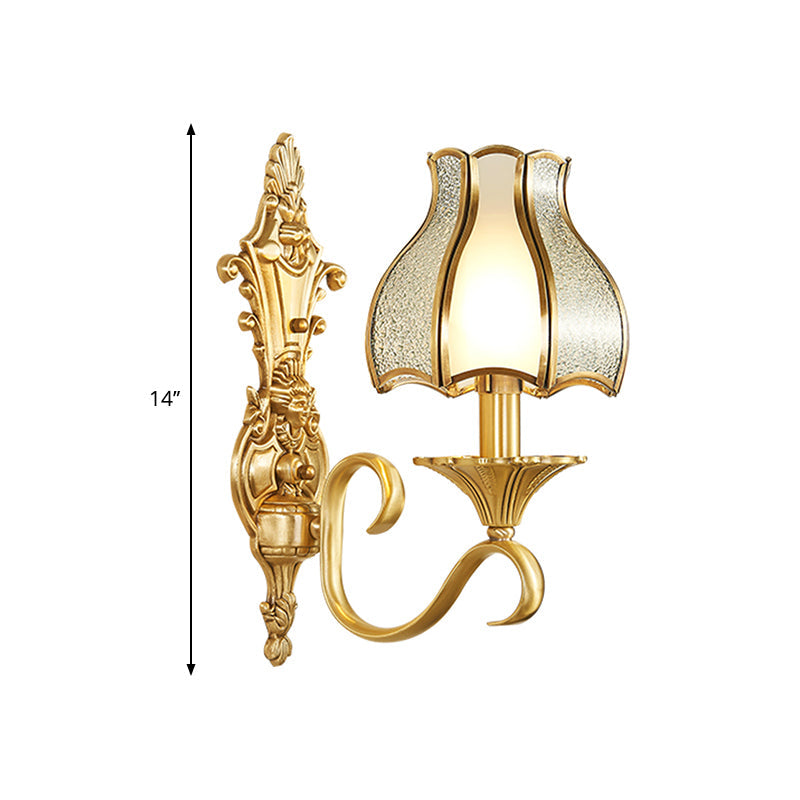 Frendorf | 1/2 Fassung Metall Wandlampe Traditionell Messing Geschwungen Wohnzimmer Wandlicht Leuchte