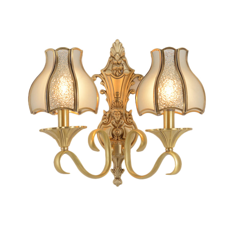 Frendorf | 1/2 Fassung Metall Wandlampe Traditionell Messing Geschwungen Wohnzimmer Wandlicht Leuchte