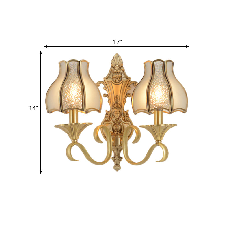 Frendorf | 1/2 Fassung Metall Wandlampe Traditionell Messing Geschwungen Wohnzimmer Wandlicht Leuchte