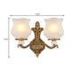 Frendorf | 1/2-Kopf Wandleuchte Beleuchtung Traditioneller Stil Blütenblatt Schirm Mattglas Wandmontierte Lampe in Messing