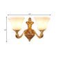 Frendorf | 1/2-Birnen Wandleuchten Armatur Traditioneller Stil Glockenschirm Mattes Glas Wandmontage Licht in Messing