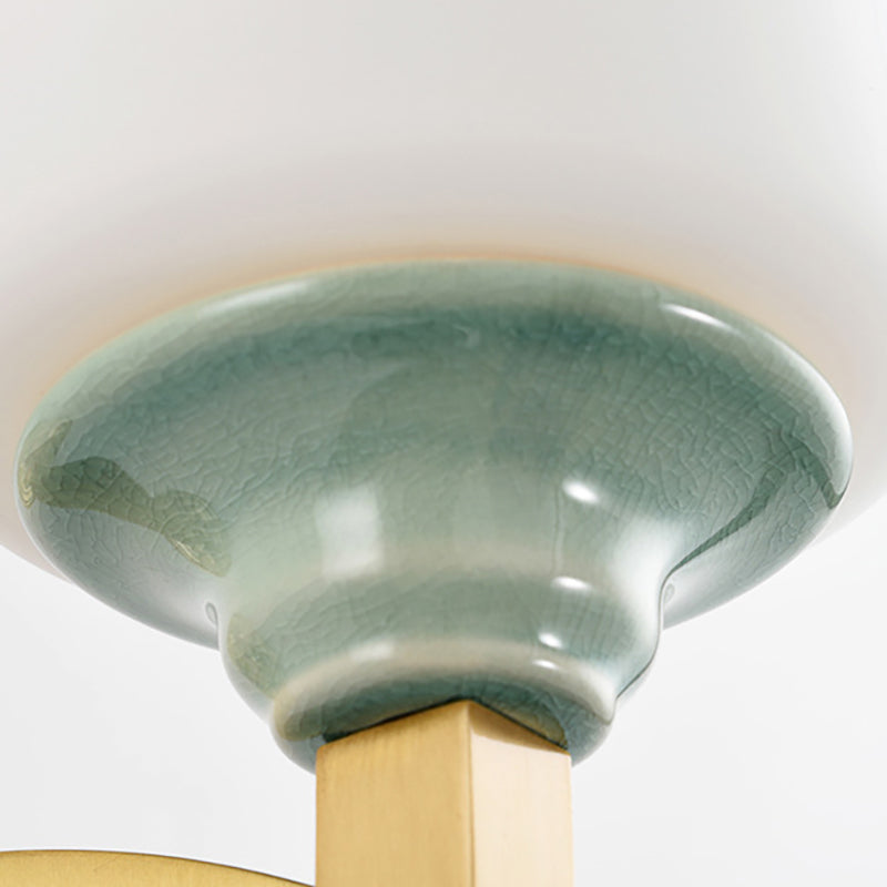 Frendorf | 1/2-Licht Wandleuchte Modernismus Stil Glockenschirm Milchglas Wandleuchte in Gold für Esszimmer