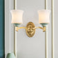 Frendorf | 1/2-Licht Wandleuchte Modernismus Stil Glockenschirm Milchglas Wandleuchte in Gold für Esszimmer