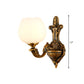 Frendorf | 1/2-Licht Schale Wandlampe Vintage Stilvolle Antike Messing Metall Wandlicht mit Milchglas Schirm