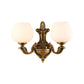 Frendorf | 1/2-Licht Schale Wandlampe Vintage Stilvolle Antike Messing Metall Wandlicht mit Milchglas Schirm