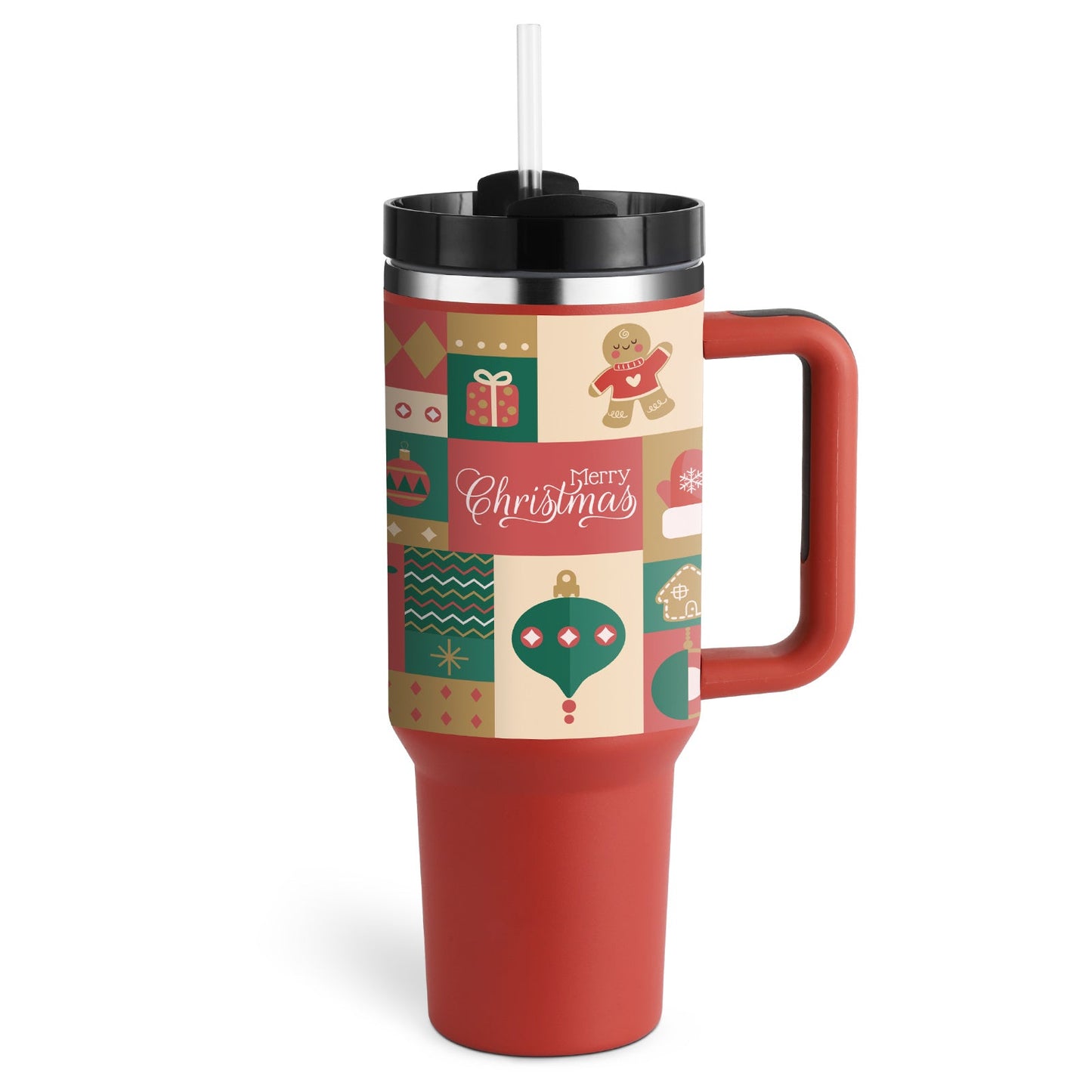 40 Oz Tumbler mit Griff Strohhalm isoliert