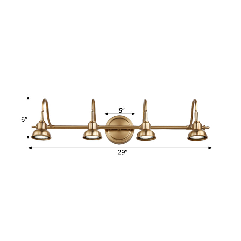 Frendorf | Messing Lineaire LED Vanity Verlichting Traditionele Metaal 2/3/4-Licht Badkamer Wandlamp Licht