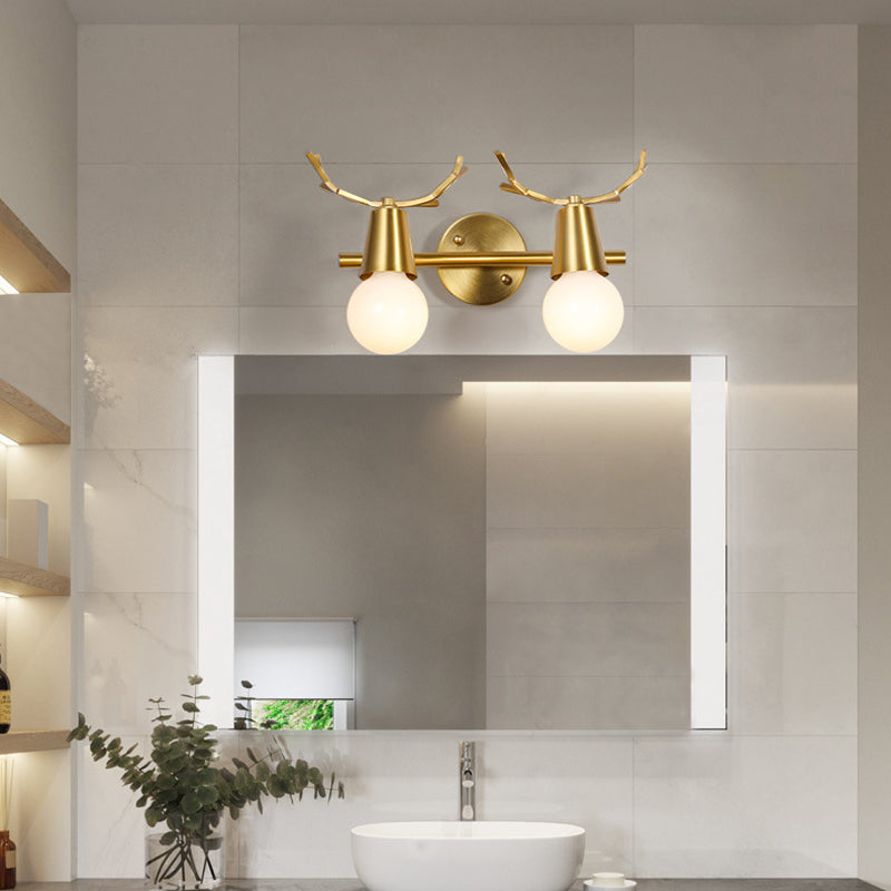 Frendorf | Traditionalisme Global Vanity Wandlamp 1/2/3-Kop Metaal Wandlamp in Messing voor Badkamer