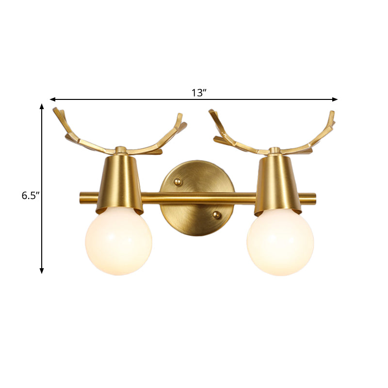 Frendorf | Traditionalisme Global Vanity Wandlamp 1/2/3-Kop Metaal Wandlamp in Messing voor Badkamer