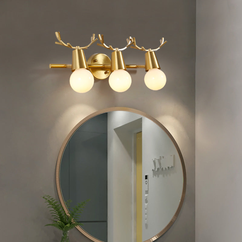 Frendorf | Traditionalisme Global Vanity Wandlamp 1/2/3-Kop Metaal Wandlamp in Messing voor Badkamer