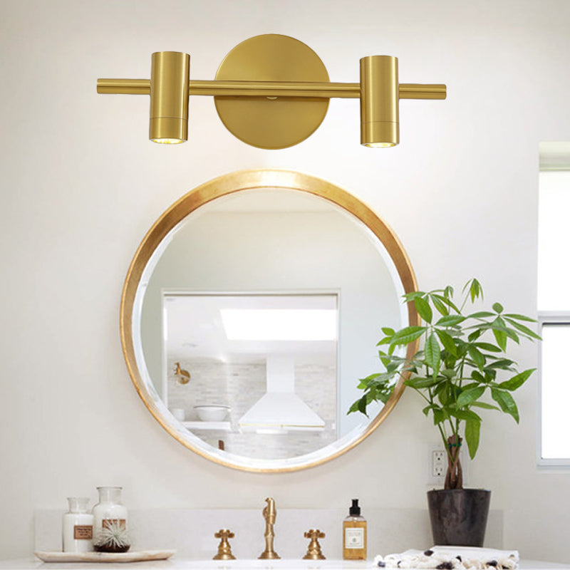 Frendorf | 2/3/4-Licht LED Tube Vanity Lampe Traditionelle Messing Metall Wand Sconce Beleuchtung für Badezimmer