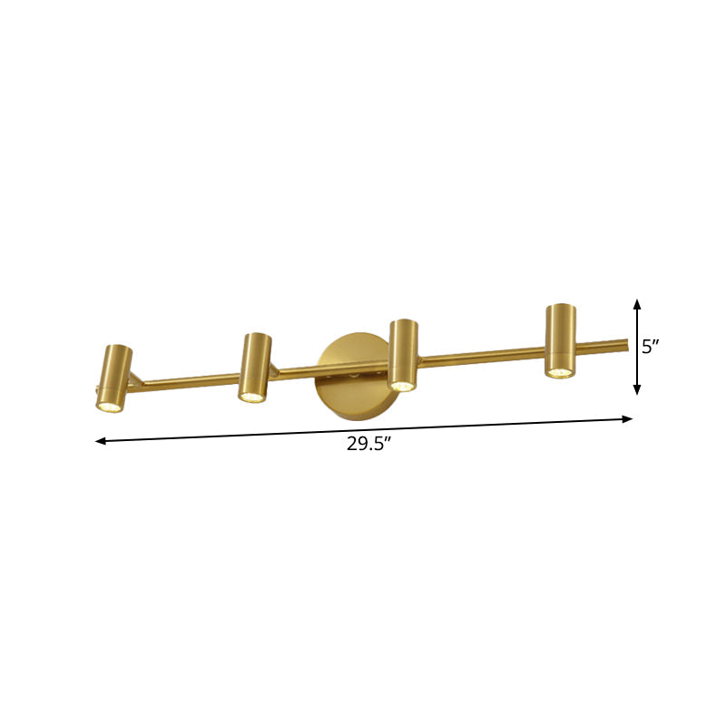 Frendorf | 2/3/4-Licht LED Tube Vanity Lampe Traditionelle Messing Metall Wand Sconce Beleuchtung für Badezimmer