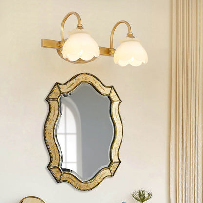 Frendorf | Blossom Badezimmer-Spiegelbeleuchtung Traditionelle Metall-LED 2/3/4 Köpfe Messing Wandmontierte Lampe