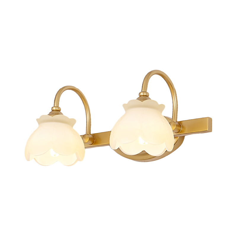 Frendorf | Blossom Badezimmer-Spiegelbeleuchtung Traditionelle Metall-LED 2/3/4 Köpfe Messing Wandmontierte Lampe