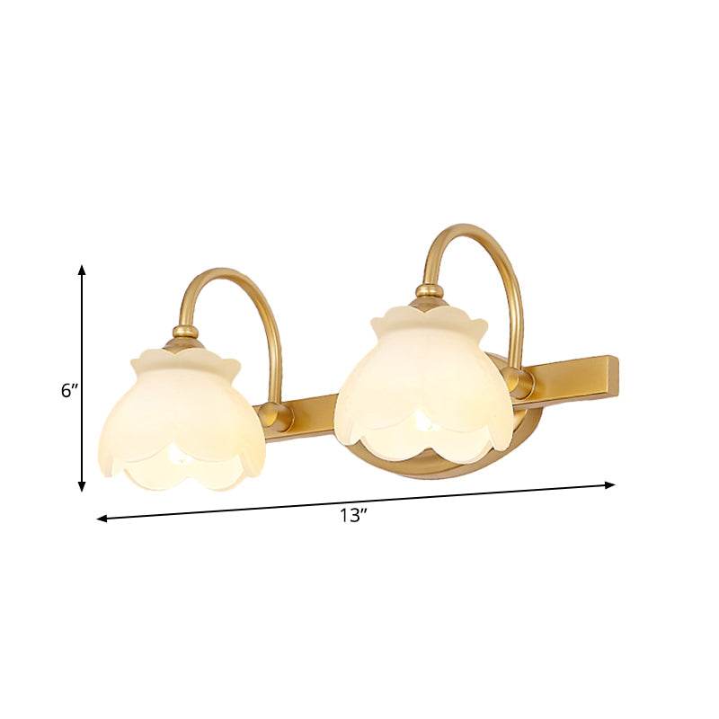 Frendorf | Blossom Badezimmer-Spiegelbeleuchtung Traditionelle Metall-LED 2/3/4 Köpfe Messing Wandmontierte Lampe