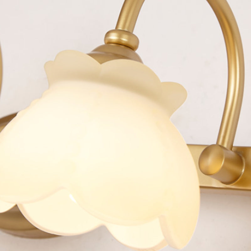 Frendorf | Blossom Badezimmer-Spiegelbeleuchtung Traditionelle Metall-LED 2/3/4 Köpfe Messing Wandmontierte Lampe