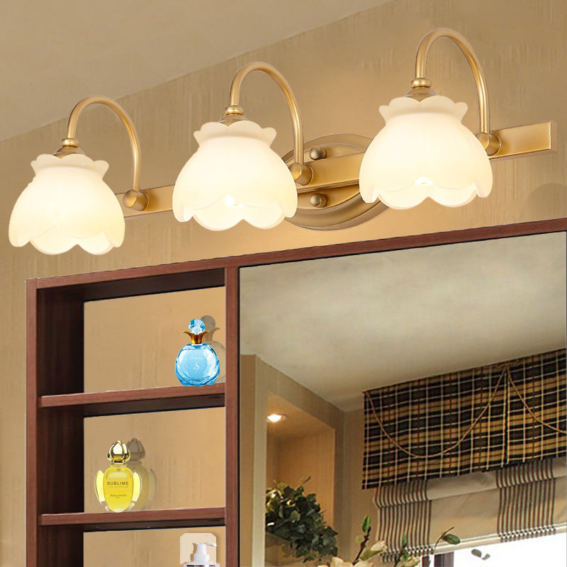 Frendorf | Blossom Badezimmer-Spiegelbeleuchtung Traditionelle Metall-LED 2/3/4 Köpfe Messing Wandmontierte Lampe