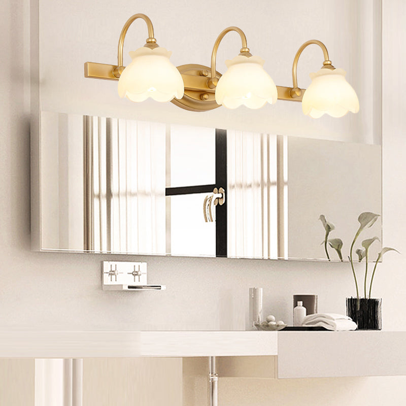 Frendorf | Blossom Badezimmer-Spiegelbeleuchtung Traditionelle Metall-LED 2/3/4 Köpfe Messing Wandmontierte Lampe
