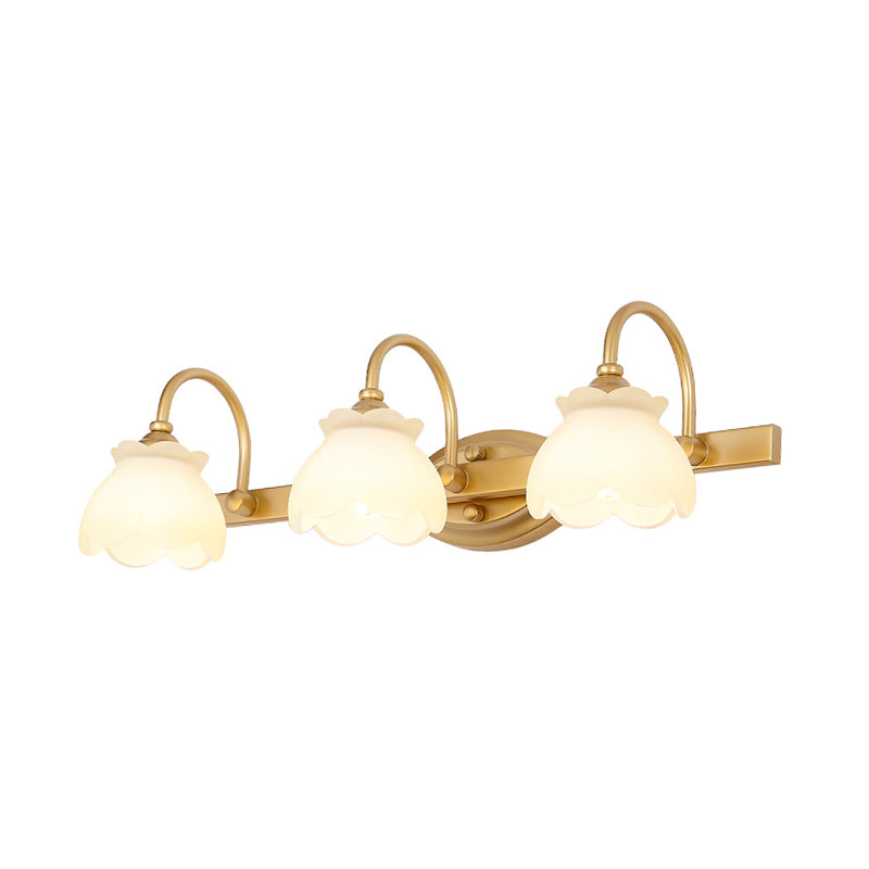 Frendorf | Blossom Badezimmer-Spiegelbeleuchtung Traditionelle Metall-LED 2/3/4 Köpfe Messing Wandmontierte Lampe