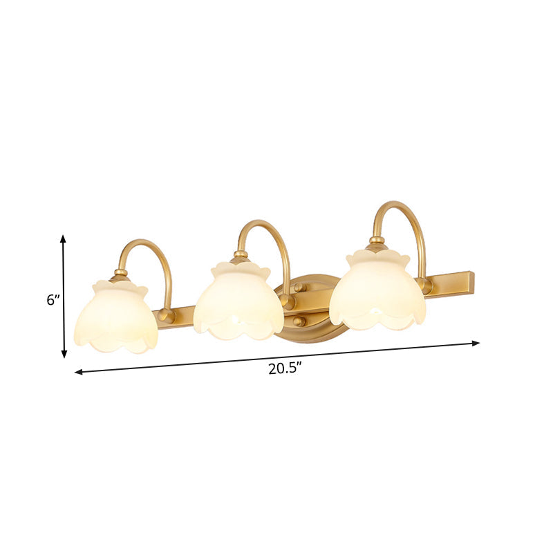 Frendorf | Blossom Badezimmer-Spiegelbeleuchtung Traditionelle Metall-LED 2/3/4 Köpfe Messing Wandmontierte Lampe