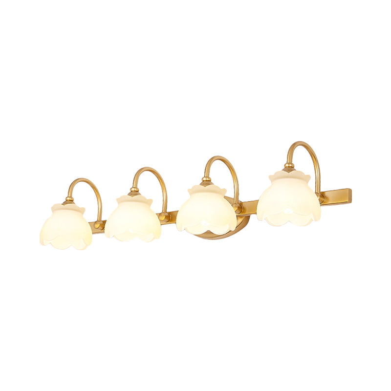 Frendorf | Blossom Badezimmer-Spiegelbeleuchtung Traditionelle Metall-LED 2/3/4 Köpfe Messing Wandmontierte Lampe