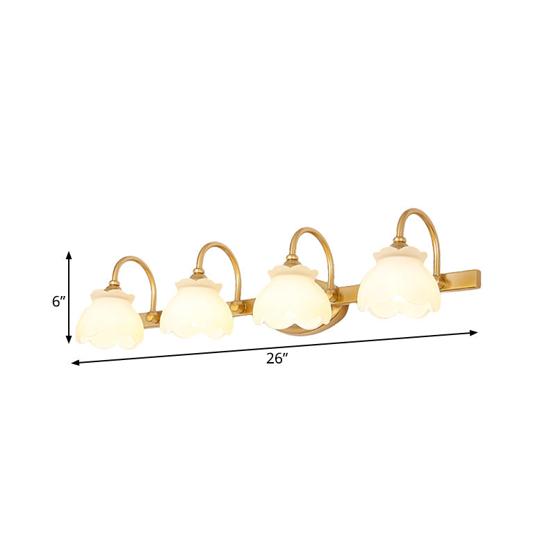 Frendorf | Blossom Badezimmer-Spiegelbeleuchtung Traditionelle Metall-LED 2/3/4 Köpfe Messing Wandmontierte Lampe