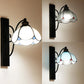 Frendorf | Tiffany Scalloped Wandmontage Licht met Rechthoekige Achterplaat Gevlekt Glas 3 Lichten Wandverlichting in Wit/Transparant/Blauw