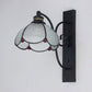 Frendorf | Tiffany Scalloped Wandmontage Licht met Rechthoekige Achterplaat Gevlekt Glas 3 Lichten Wandverlichting in Wit/Transparant/Blauw