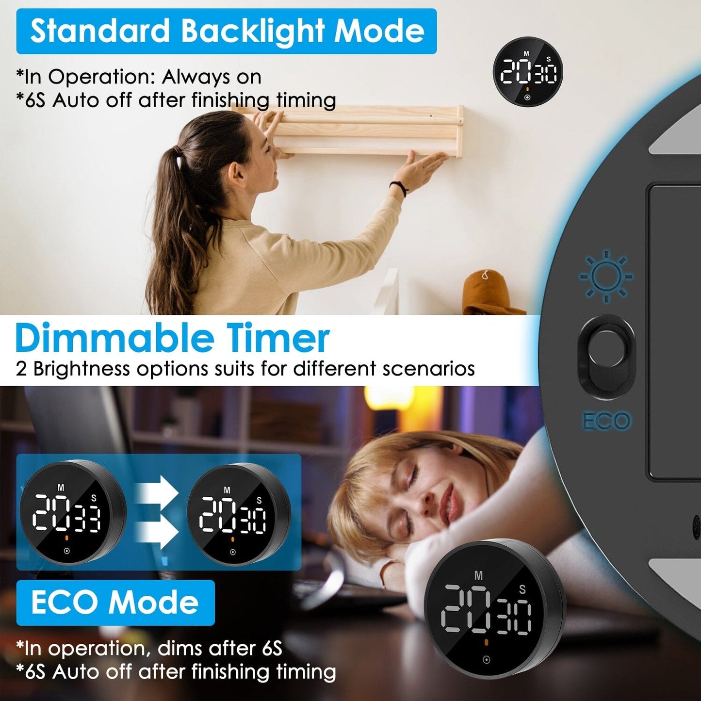 Frendorf | 2,79" LED Digital Elektronischer Countdown-Timer Dimmbare Stumm Magnetic Clock