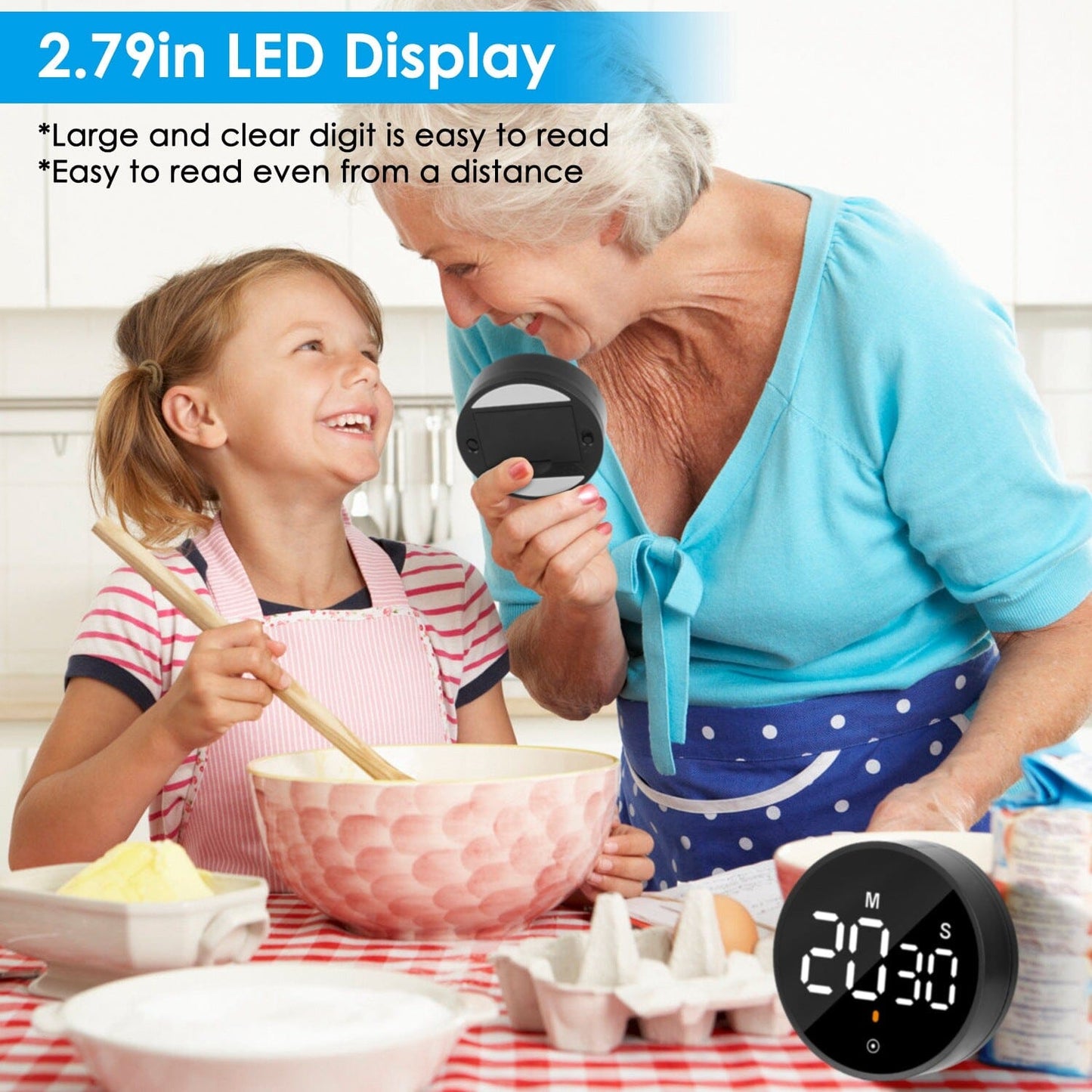 Frendorf | 2,79" LED Digital Elektronischer Countdown-Timer Dimmbare Stumm Magnetic Clock