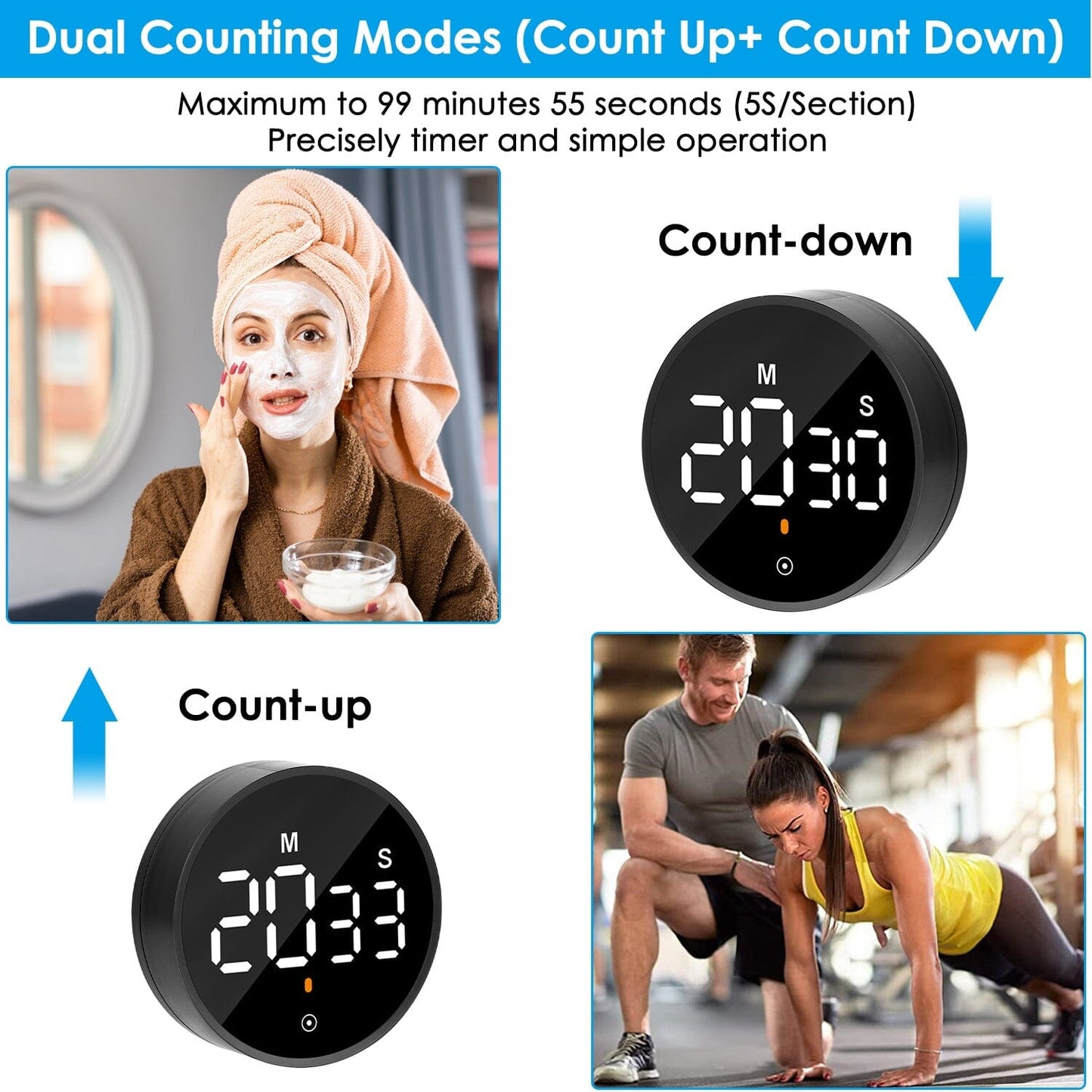 Frendorf | 2,79" LED Digital Elektronischer Countdown-Timer Dimmbare Stumm Magnetic Clock