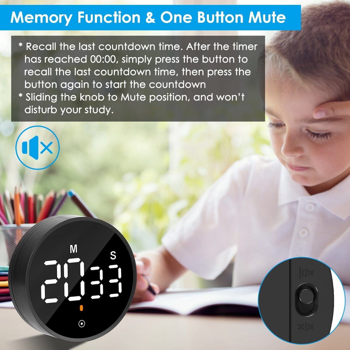 Frendorf | 2,79" LED Digital Elektronischer Countdown-Timer Dimmbare Stumm Magnetic Clock