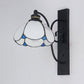 Frendorf | Tiffany Scalloped Wandmontage Licht met Rechthoekige Achterplaat Gevlekt Glas 3 Lichten Wandverlichting in Wit/Transparant/Blauw