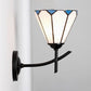Bogen/Geformte Arm Wandleuchte mit Buntglasschirm 1 Licht Tiffany Wandmontageleuchte in Weiß/Blau/Klar für Schlafzimmer