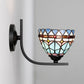 Bogen/Geformte Arm Wandleuchte mit Buntglasschirm 1 Licht Tiffany Wandmontageleuchte in Weiß/Blau/Klar für Schlafzimmer