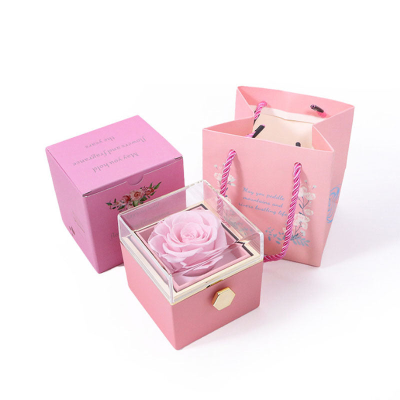 Frendorf | [Ideales Geschenk] Ewige Rosenbox - Mit gravierter Halskette & künstlicher Rose