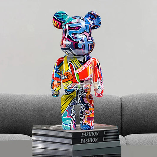 27cm Graffiti Bär Figurine Wohnkultur Tierstatue Speicher Geldbehälter Moderne Raum Skulptur Tischdekoration Kunst Ornament