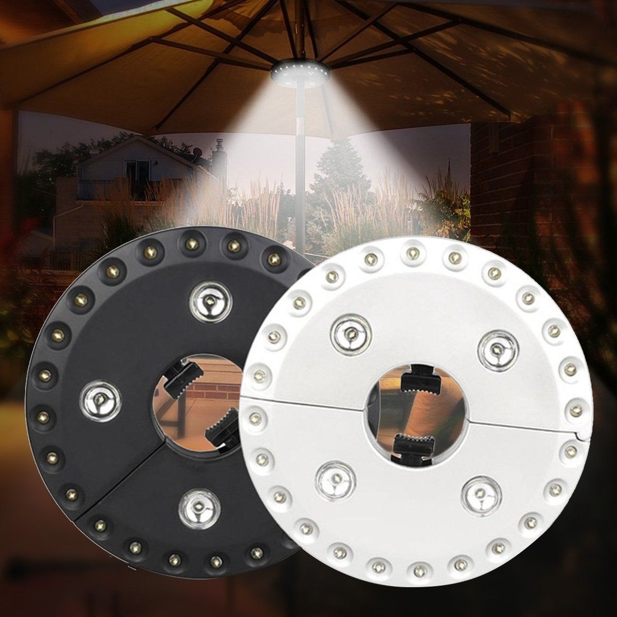 Frendorf | 28 LED Sonnenschirmmast Außenlicht mit einstellbarer Helligkeit