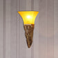 Frendorf | Aflopend Gele Glazen Wandlamp Retro Stijl 1 Kop Leefkamer Wandgemonteerde Lamp met Gouden/Zilver/Wit en Gouden Achterplaat