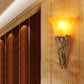 Frendorf | Aflopend Gele Glazen Wandlamp Retro Stijl 1 Kop Leefkamer Wandgemonteerde Lamp met Gouden/Zilver/Wit en Gouden Achterplaat