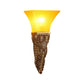 Frendorf | Aflopend Gele Glazen Wandlamp Retro Stijl 1 Kop Leefkamer Wandgemonteerde Lamp met Gouden/Zilver/Wit en Gouden Achterplaat