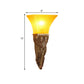 Frendorf | Aflopend Gele Glazen Wandlamp Retro Stijl 1 Kop Leefkamer Wandgemonteerde Lamp met Gouden/Zilver/Wit en Gouden Achterplaat