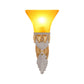 Frendorf | Aflopend Gele Glazen Wandlamp Retro Stijl 1 Kop Leefkamer Wandgemonteerde Lamp met Gouden/Zilver/Wit en Gouden Achterplaat