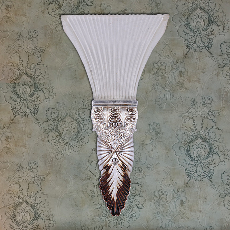 Frendorf | Aflopend Gele Glazen Wandlamp Retro Stijl 1 Kop Leefkamer Wandgemonteerde Lamp met Gouden/Zilver/Wit en Gouden Achterplaat