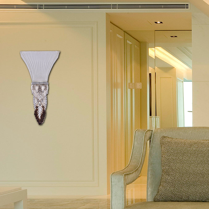 Frendorf | Aflopend Gele Glazen Wandlamp Retro Stijl 1 Kop Leefkamer Wandgemonteerde Lamp met Gouden/Zilver/Wit en Gouden Achterplaat