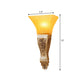 Frendorf | 1 Wandleuchte Modern Stil Ausladender Schirm Gelbes Glas und Harz Wandmontage Licht in Gold/Weiß