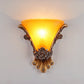 1 Licht Wandlampe mit ausgestelltem Schirm Gelbes Glas Modernistischer Stil Schlafzimmer Wandlicht Wandgarderobe mit Rosen-Dekor