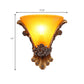 1 Licht Wandlampe mit ausgestelltem Schirm Gelbes Glas Modernistischer Stil Schlafzimmer Wandlicht Wandgarderobe mit Rosen-Dekor