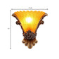 1 Licht Wandlampe mit ausgestelltem Schirm Gelbes Glas Modernistischer Stil Schlafzimmer Wandlicht Wandgarderobe mit Rosen-Dekor