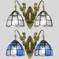 Frendorf | Tiffany Dome Wandlamp 2 Koppen Wit/Blauw Glas Sconces Licht voor Corridor